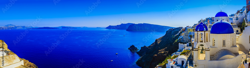 Naklejka premium Santorini, Grecja - Oia, panorama