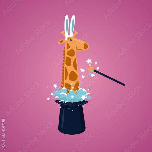 Giraffe in a magic hat