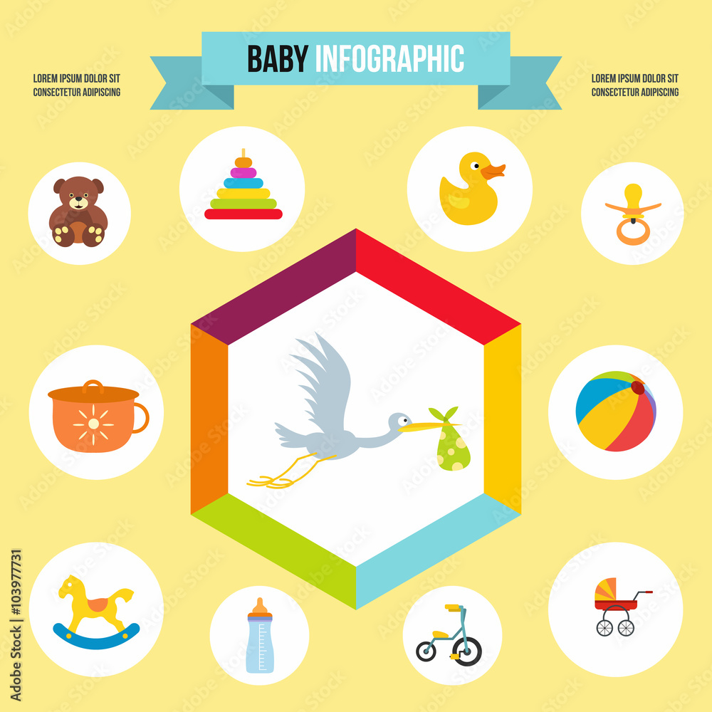Baby infographic template, flat style