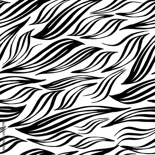 Sketched abstract lines seamless pattern. Hand-drawn doodle maked by calligraphy pen. Vector illustration.