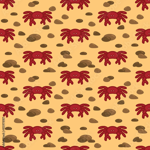 Crab seamless pattern. Vector eps 10. © kenshi991