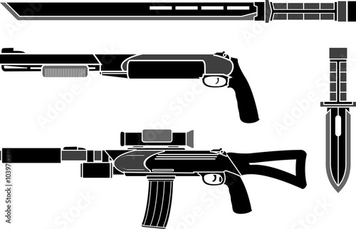 set of weapons of special forces. vector illustration