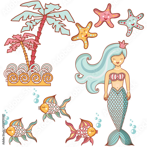 Beautiful sea collection of sea animals