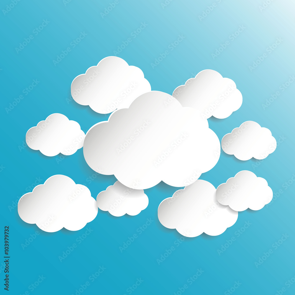 Abstract speech bubbles in the shape of clouds