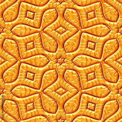 Photography orange metallic coppery plastic geometric seamless pattern texture background