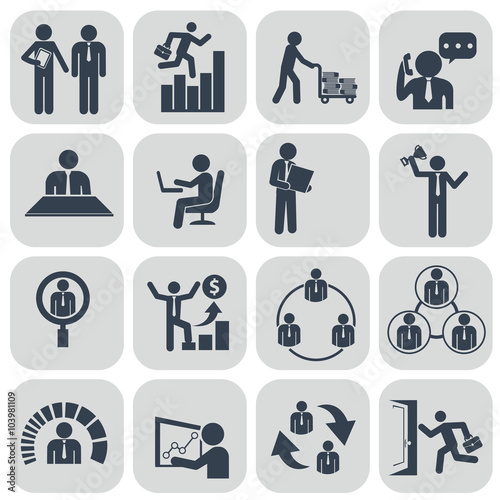 Human resources and management icons set