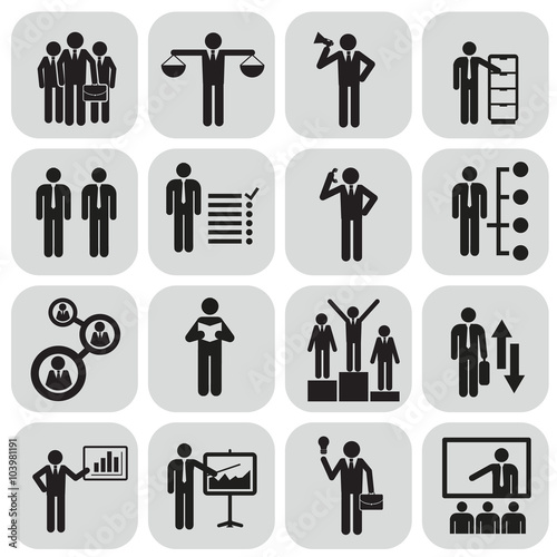 Human resources and management icons set.