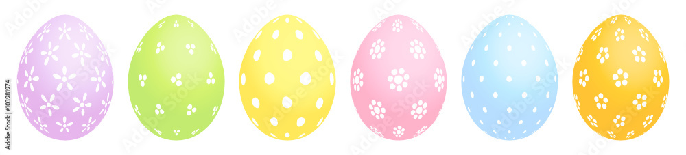 Set 6 Easter Eggs Pastel Dots