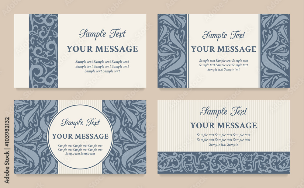 Fototapeta premium Vector floral vintage invitation cards, business cards or announ