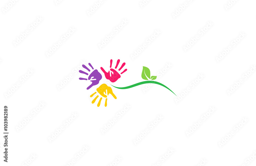 plant flower hand colorful logo plant flower hand colorful logo