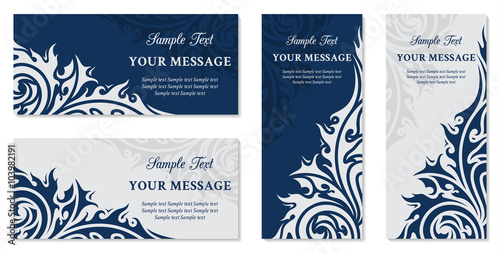 Vector floral vintage invitation cards, business cards or announ