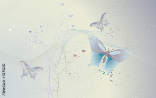 Desktop wallpaperwith flying butterflies - vector illustration