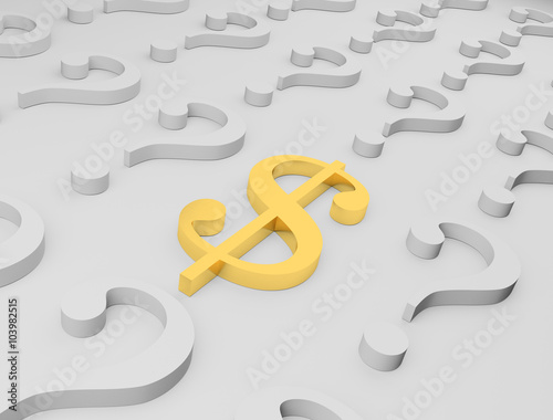 Fotomural Sign dollar & question mark