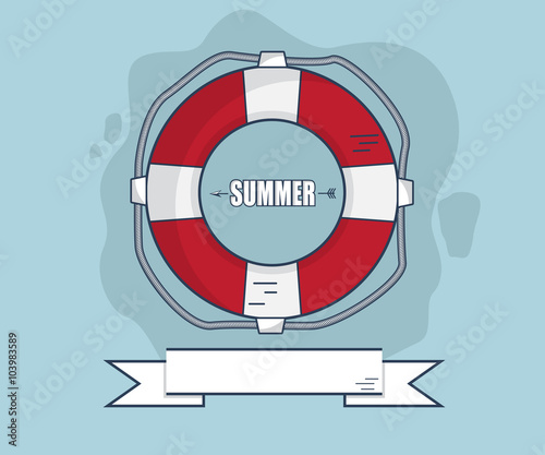 Life Bouy In Summer Flat Design