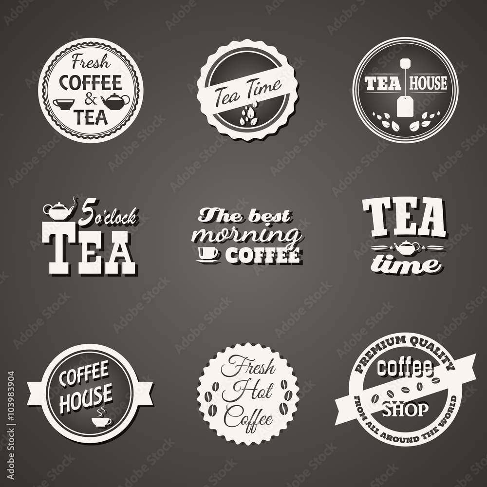 Set of tea and coffee labels Set of tea and coffee labels