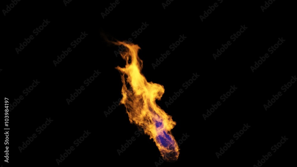 Torch Fire Blown by Wind with Alpha Channel
