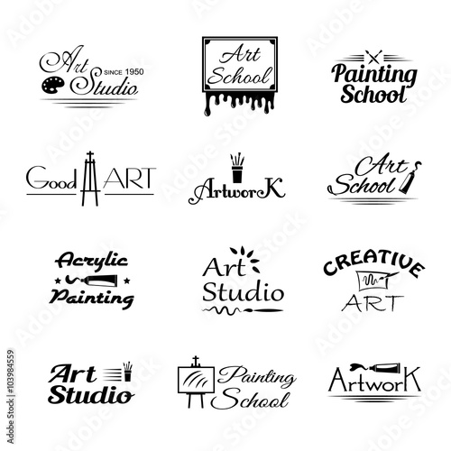 Set of art studio emblems