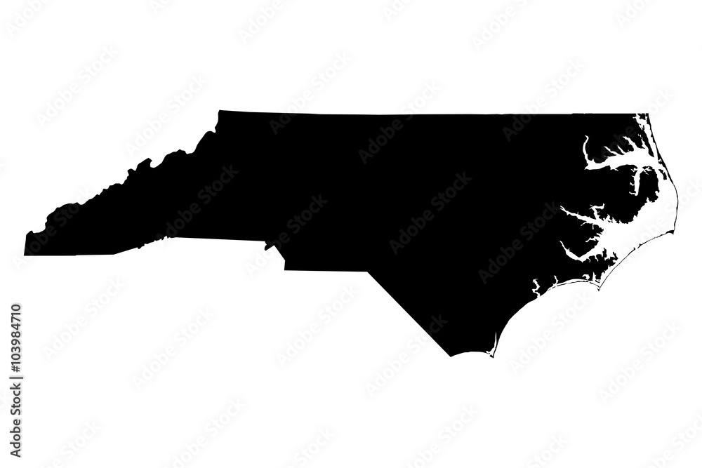 Naklejka North Carolina mapa na białym tle wektor