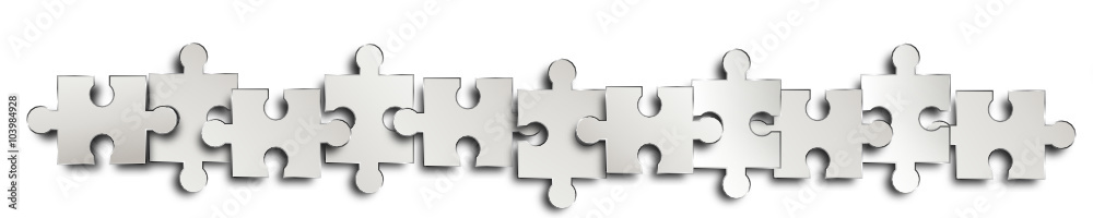 puzzle reihe weiß papier silber Metall band banner puzzle reihe weiß papier silber Metall band banner