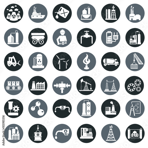 Vector industry factory icons set