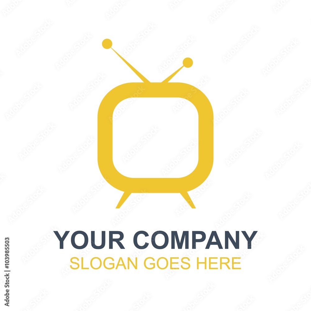 TV Television Broadcast Icon Vector Logo Stock Vector | Adobe Stock