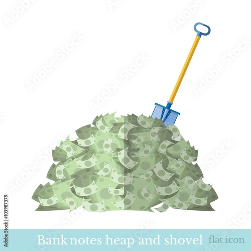 flat heap of bank note bill with shove