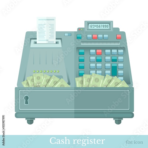 cash register with bank note from it
