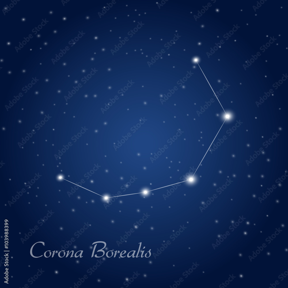 Corona Borealis constellation at starry night sky Corona Borealis constellation at starry night sky