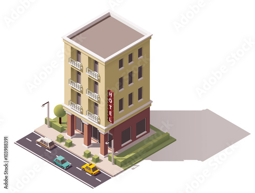 Vector isometric hotel building