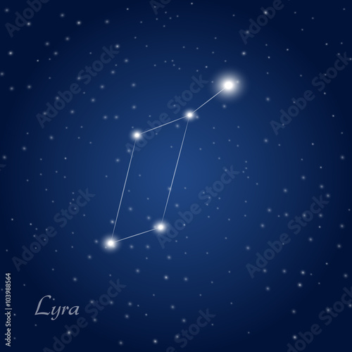 Lyra constellation at starry night sky