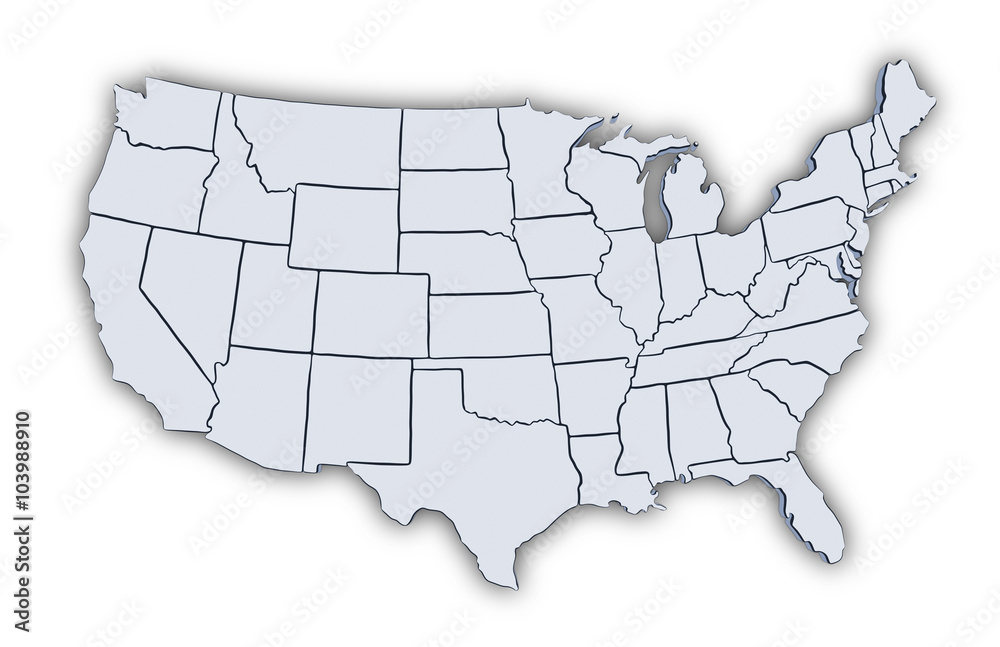 Fototapeta premium Map of USA. Image with clipping path.