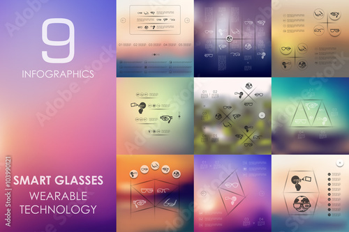high-tech glasses infographic with unfocused background