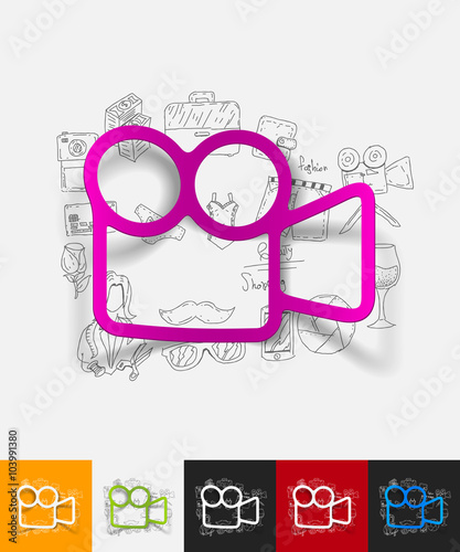 video paper sticker with hand drawn elements