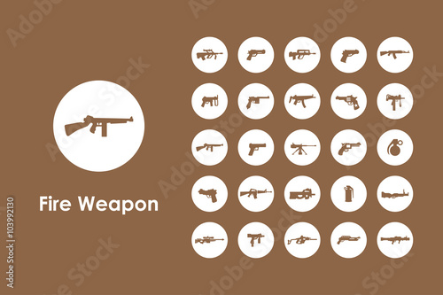 Set of firearms simple icons