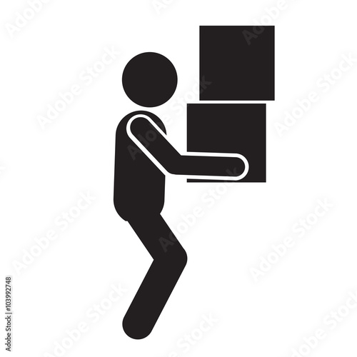 Man Moving Box Pictogram Icon Illustration design