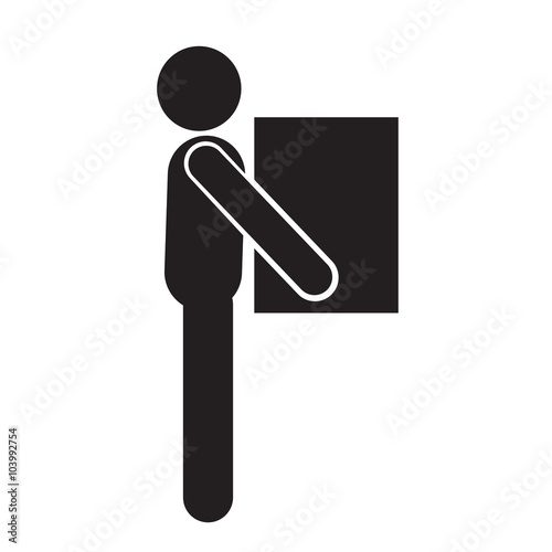 Man Moving Box Pictogram Icon Illustration design