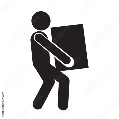Man Moving Box Pictogram Icon Illustration design