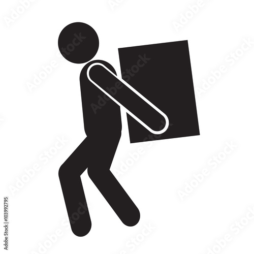 Man Moving Box Pictogram Icon Illustration design