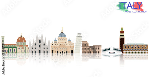 Italy landmark skyline vector illustration