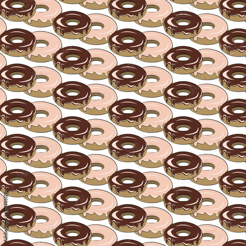 Chocolate donuts pattern. Vector