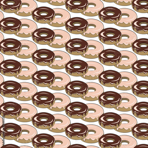 Chocolate donuts pattern. Vector
