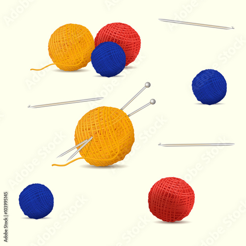 seamless pattern colored skeins of yarn for knitting