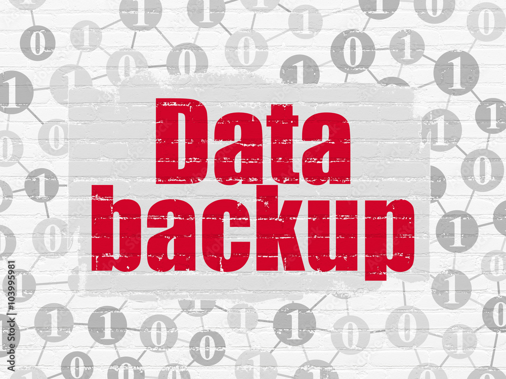 Information concept: Data Backup on wall background