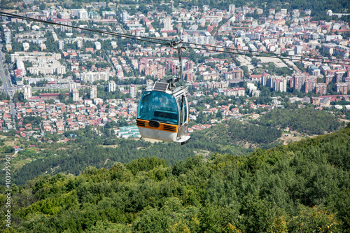 Cable car on mountain above Skopje, Macedonia.