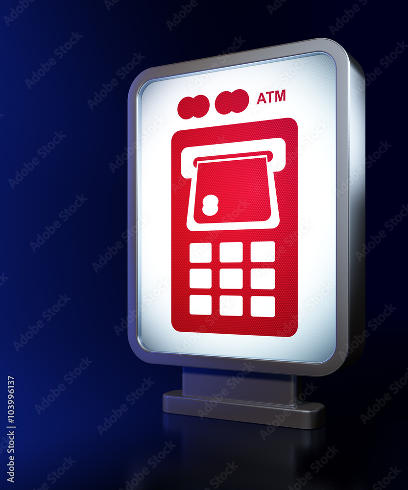 Money concept: ATM Machine on billboard background Money concept: ATM Machine on billboard background