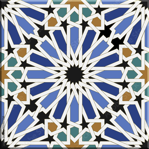 Arabic tiles seamless pattern. Seville, Spain.