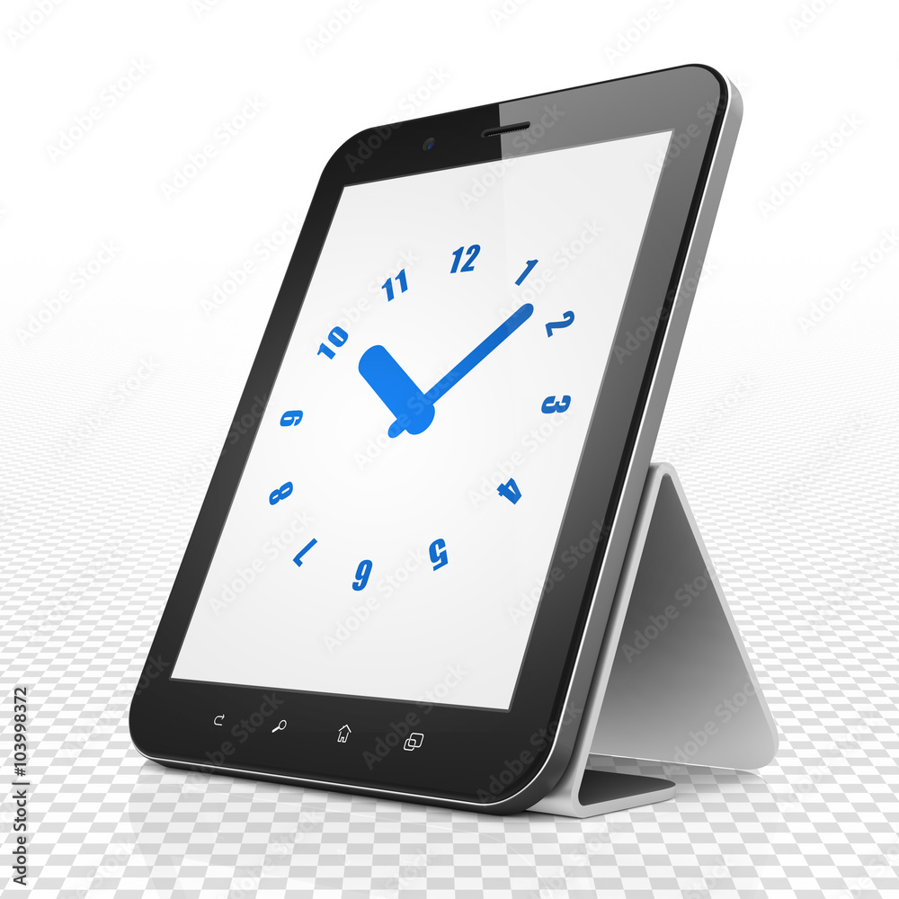 Time concept: Tablet Computer with Clock on display Time concept: Tablet Computer with Clock on display