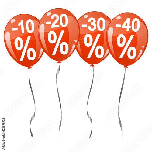 colored balloons with percentage signs