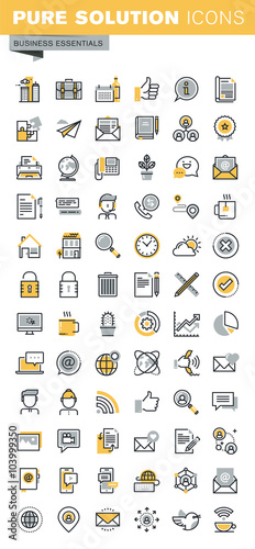 Set of modern vector thin line business icons. Modern vector logo pictogram and infographic design elements collection. Outline icon collection for website and app design.