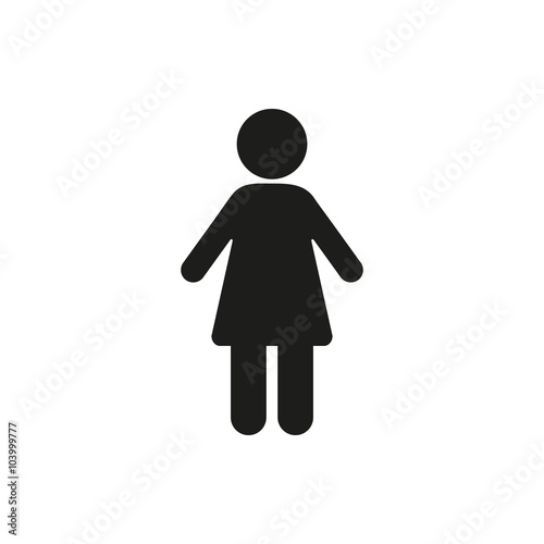 Simple black single woman icon symbol stickfigure